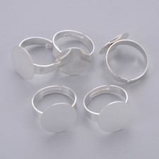 10x Adjustable Iron Silver Pad Ring Base Findings Finger Ring Cabochons Blanks