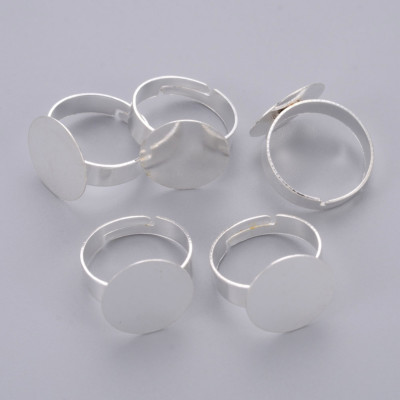 10x Verstellbar Eisen Silber Pad Ring Basis Fundstücke Fingerring Cabochons Rohlinge