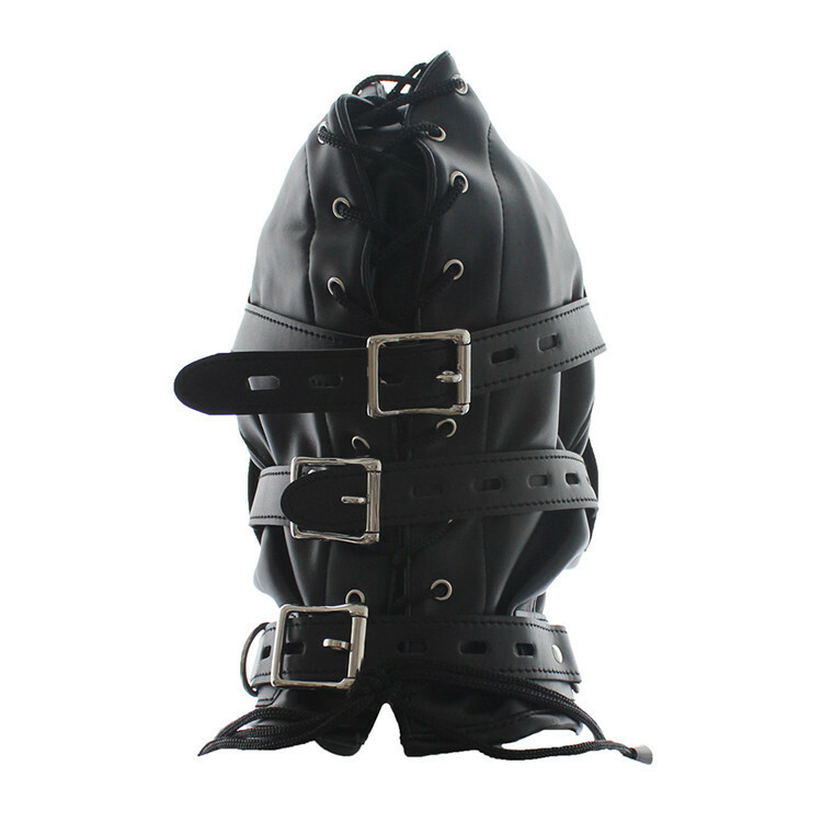 Hood Head Harness Mask Sensory Deprivation Adult Games Bondage Mouth Gag BDSM US