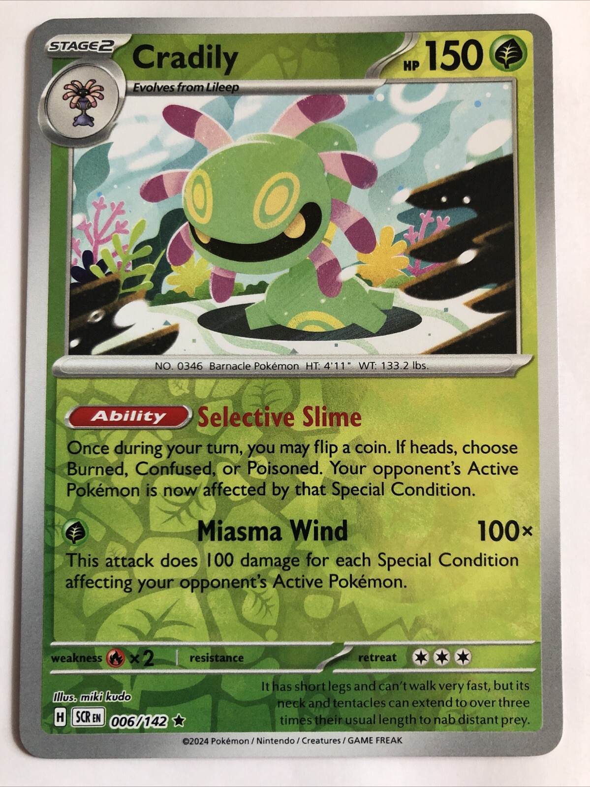 Pokémon TCG Stellar Crown Cradily Reverse Holofoil 006/142 NM Rare