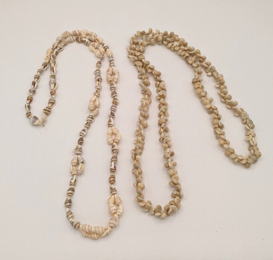 Tiny Beaded Sea Shell Necklaces Beachy Creamy Bei… - image 5