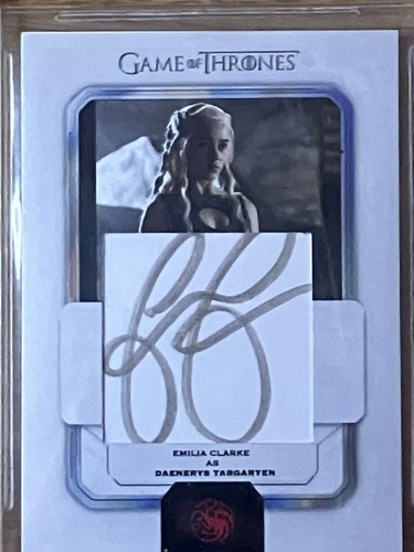 EMILIA CLARKE Autogtaphed Custom Cut Card GAME OF THRONES Beckett Authenticated - Picture 2 of 3