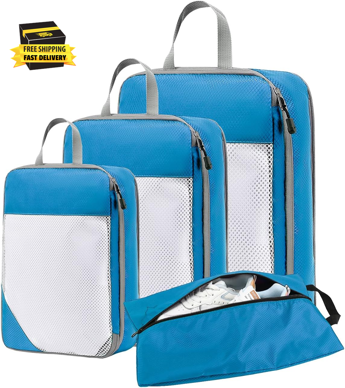 Compression Packing Cubes for Travel, 3 Set Packing Cubes Travel Organizer and 1