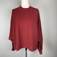 HoodLamb Crew Neck Dolman Sleeve Tunic Sweater Size L Cherry Red Hemp Cotton
