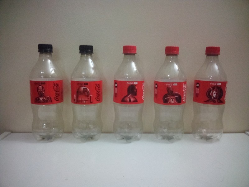 2025 STAR WARS Coca Cola and Zero Sugar Empty Plastic Bottle Lot of 5