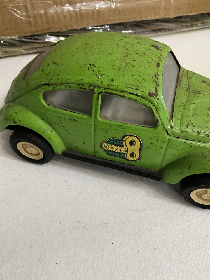Винтажная игрушка жук Volkswagen прессованная сталь зеленый Tonka длина 8 дюймов - Изображение 2 из 4