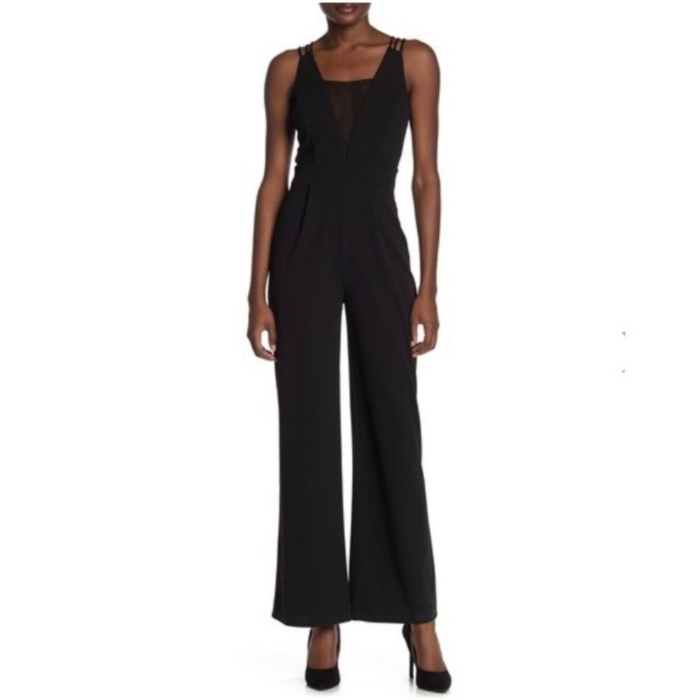 Bebe Black Strappy Mesh Jumpsuit 8