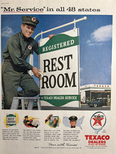 1956 Texaco Oil Rest Room Mr Service Station Dealer Motorists Vintage Print Ad