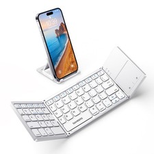 Foldable Bluetooth Keyboard With Touchpad Portable Wireless Rechargeable Set