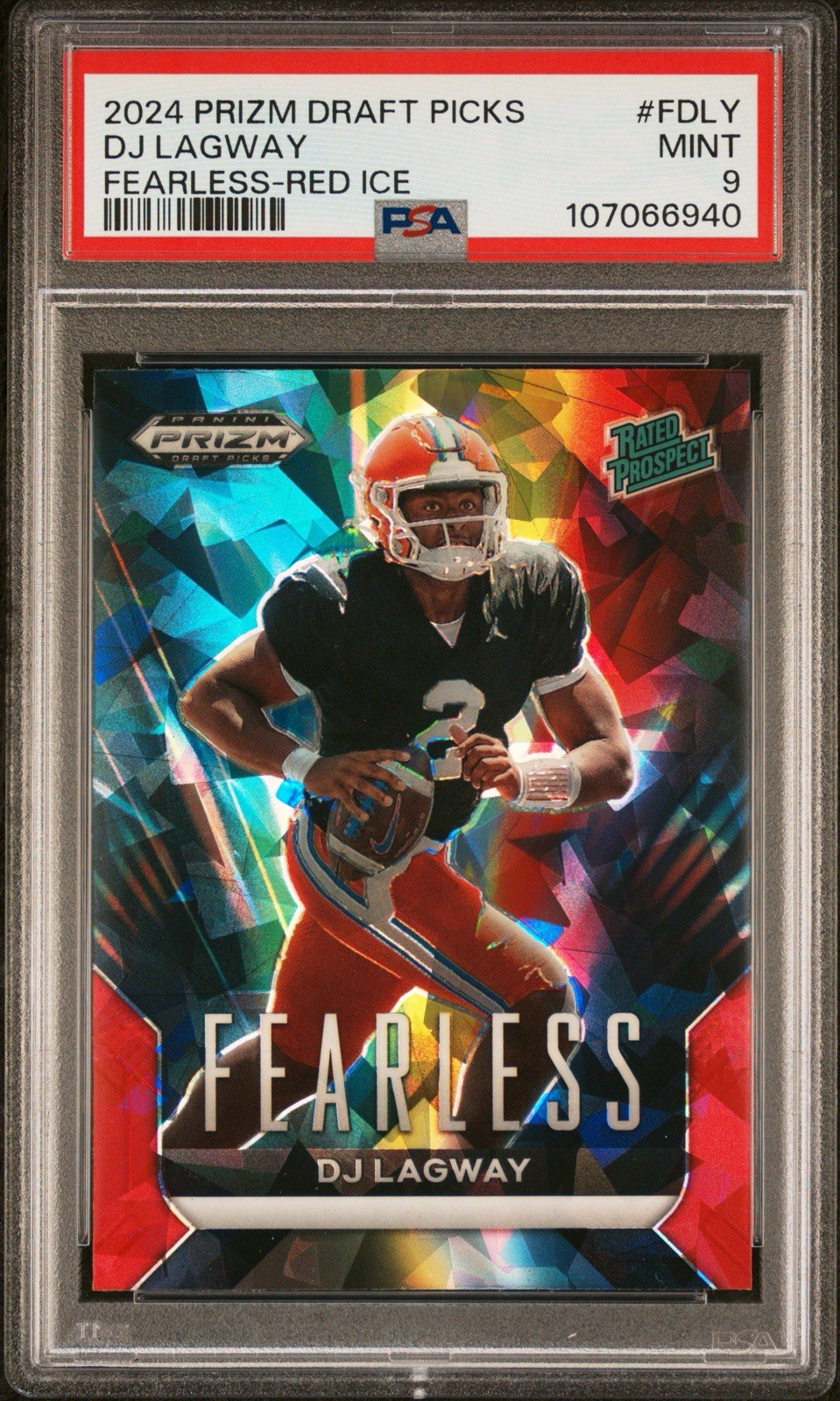 2024 Panini Prizm Draft Picks - Fearless DJ Lagway #F-DLY Red Ice Prizm Psa 9