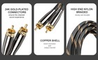 SKW Audiophiles Audio Cable 2RCA to 2 RCA Male to Male 7mm 3.2ft/1M 24k Gold Pl. — photo 5