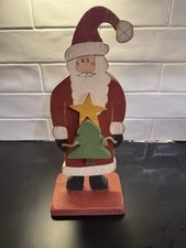 Vintage Handpainted Art Wooden Standing Santa Claus Handmade In Virginia 13" T