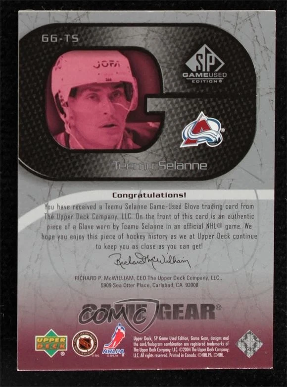 2003-04 SP Game Used Edition Game Gear /99 Teemu Selanne #GG-TS HOF - Image 2 of 2
