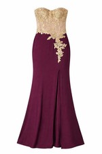Blondie Nites by Stacy Sklar Purple Gold Beaded Lace Prom Gown Dress Size 3