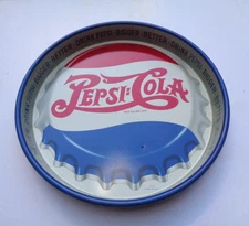 VTG 1953 PEPSI:COLA "DOUBLE DOT" BOTTLE CAP DESIGN, G-53, METAL TRAY, 13-3/8"