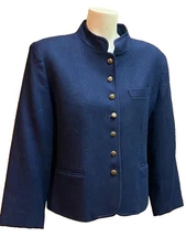 Vintage Women's Signature Strawbridge & Clothier Wool Button Down Jacket Navy 16