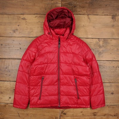 Guess Puffer Jacke L Herren 00s rot Kapuze Freizeit Outdoor