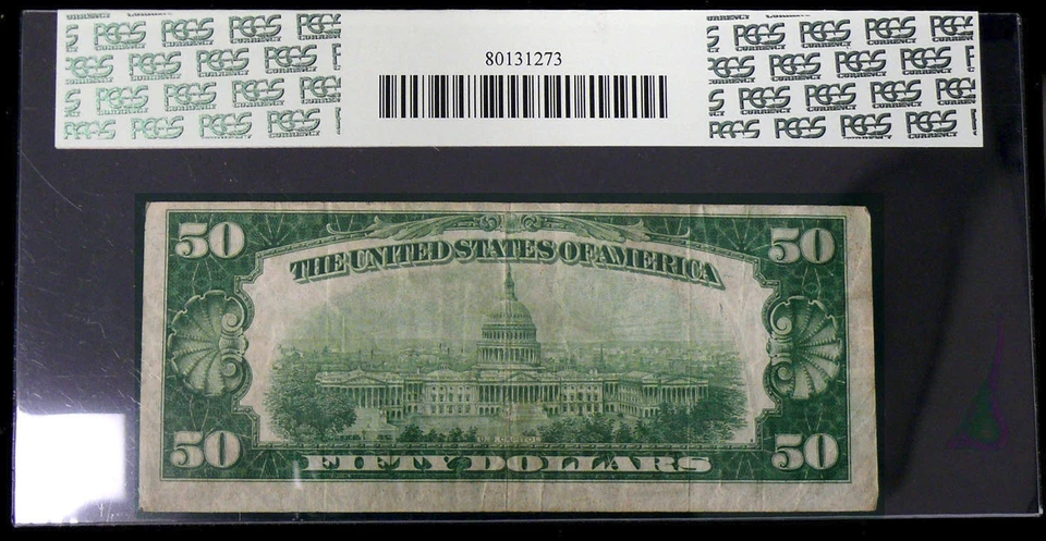 1928 VF-25 PPQ $50 REDEEMABLE IN GOLD ARABIC NUMERAL FED RESERVE NOTE FR. 2100g - Image 2 of 2