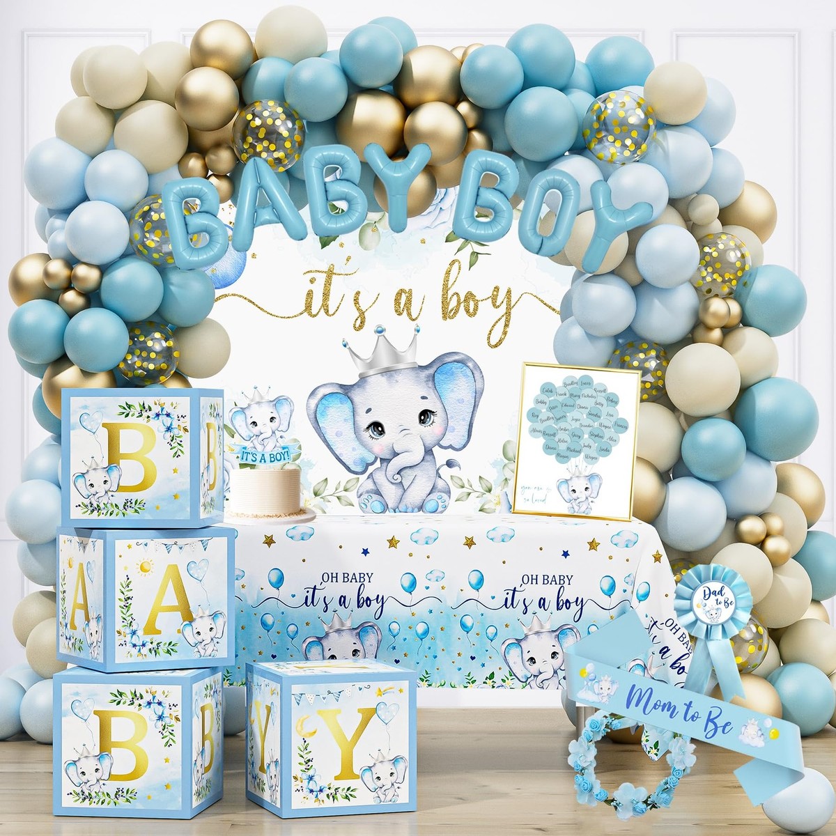 Baby Boy Baby Q Party Supplies Welcome Baby Sign Bbq Baby Shower - Main Image