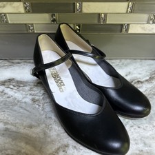 CAPEZIO Dance Shoes Taps Heel/toes Mary Jane buckle strap 8.5 Black Leather