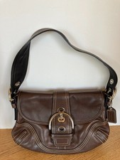 Vintage Coach Y2K Soho Buckle Flap Brown Leather Shoulder Bag Hobo F06D F10188