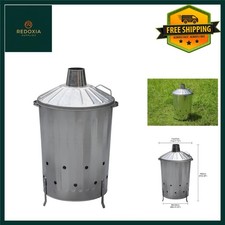 Large Galvanised Garden Incinerator Fire Bin with Legs 90L Capacity