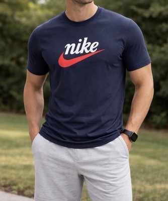 Nike Barcelona FCB Men's Navy T-Shirt Size L Soccer Red White