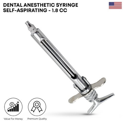 Selbstansaugende Dental Narkose Spritze 1,8 ml Edelstahl Aspirator Werkzeug - Bild 1 von 10