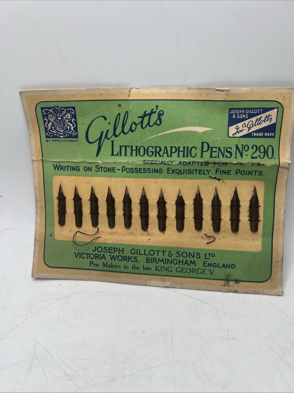 NOS GILLOTT’S Superfine Drawing Pens Nibs Card, Joseph Gillott & Sons #290