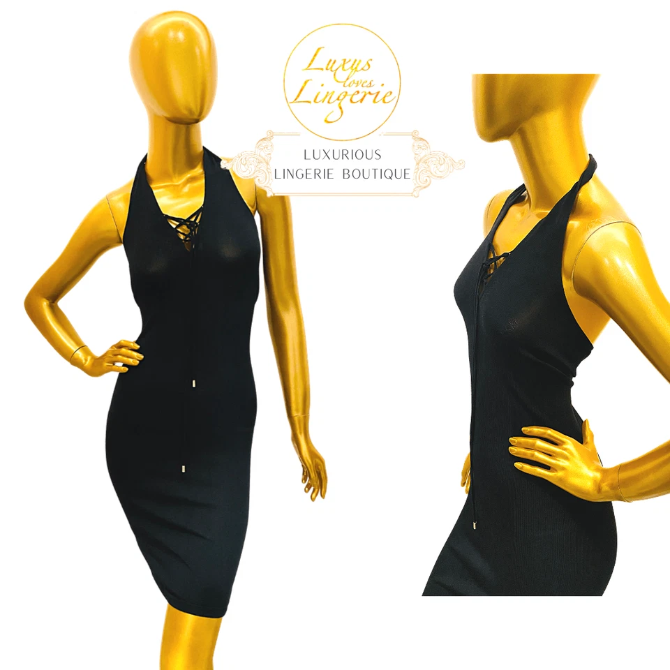 VISCOSE DRESS by Wolford XS 34 black schwarz Neckholder Kleid mit Schnürung - Bild 1 von 1