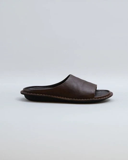 Brown Leather Upper Slide Sandals for Men for sale | eBay