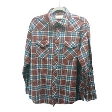 Wrangler Wrancher Mens XL Western Pearl Snap Plaid Shirt Long Sleeve Cowboy