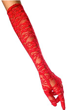 Gloves Lace Red Elbow Length Adult Size Medium Halloween Costume