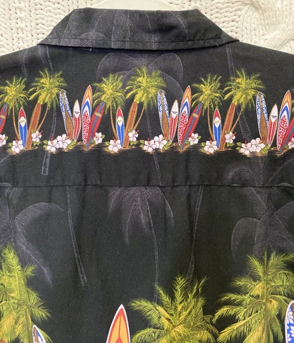 Camisa Hawaiana Favant Para Hombre L Negra Aloha Camp Surf Palmera EE. UU. 100% Algodón - Imagen 7 de 7