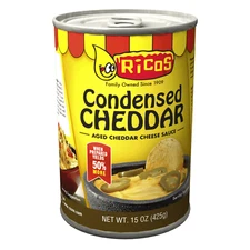 (4 pack) Ricos® Condensed Aged Cheddar Cheese Sauce, 15 oz Can, Shelf-Stable