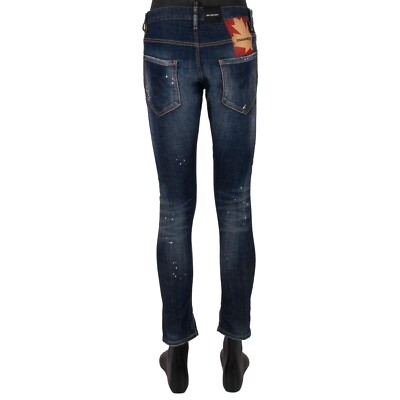 DSQUARED2 Distressed SEXY TWIST JEAN Ahorn Logo 5-Pockets Jeans Hose Blau 13745