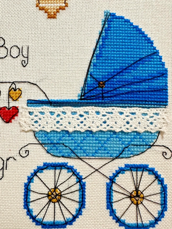 Kit de punto de cruz contado RIOLIS 1418 ¡Es un niño! Kit de bordado con cochecito Foto 4 de 4