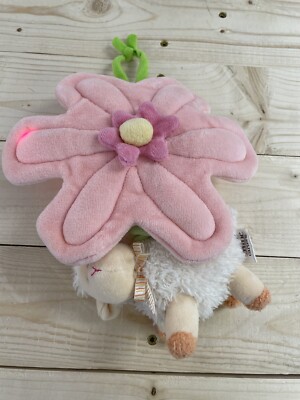 CARTER'S Watch Me Grow Musical Pink Green Flower Light Up Crib Pull Toy sheep