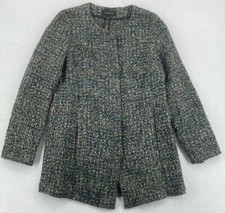 Talbot's Women's Long Sleeve Snap Up Long Tweed Jacket Size 6