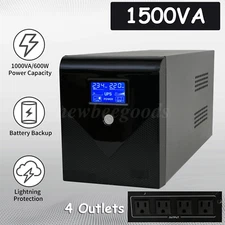 Backup UPS Uninterruptible Power Supply 1500VA 900W 4 Outlet LCD Display Battery