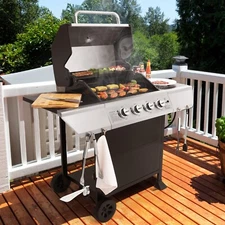 Royal Gourmet 4-Burner Propane Gas Grill with Stainless Steel Upper Lid Outdoor