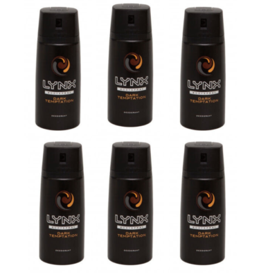 x 150ml Lynx DARK TEMPTATION Deodorant Spray Free 48h Tracked