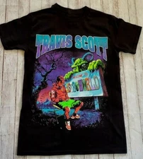 Vtg TRAVIS SCOTT WELCOME TO ASTROWORLD Cotton Black Full Size Shirt KN052