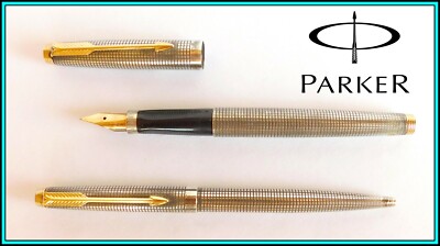 VINTAGE PARKER 75 Sterling Silver Set: Fountain & Ballpoint Pens