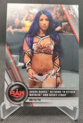 2020 Topps WWE Women s Division #67 Sasha Banks Attacks Natalya & Becky Lynch