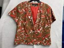 Kasper Essential Women's 16 Multicolor Abstract Short Sleeve Sportswear Blazzer