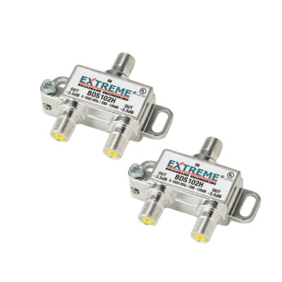 2 Way Extreme/Amphenol 1GHz High Performance Coax Cable Splitter BDS102H 2 Pack