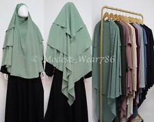 3 Layer Diamond Khimar Instant Overhead Hijab Slip on Chiffon 10 Colors