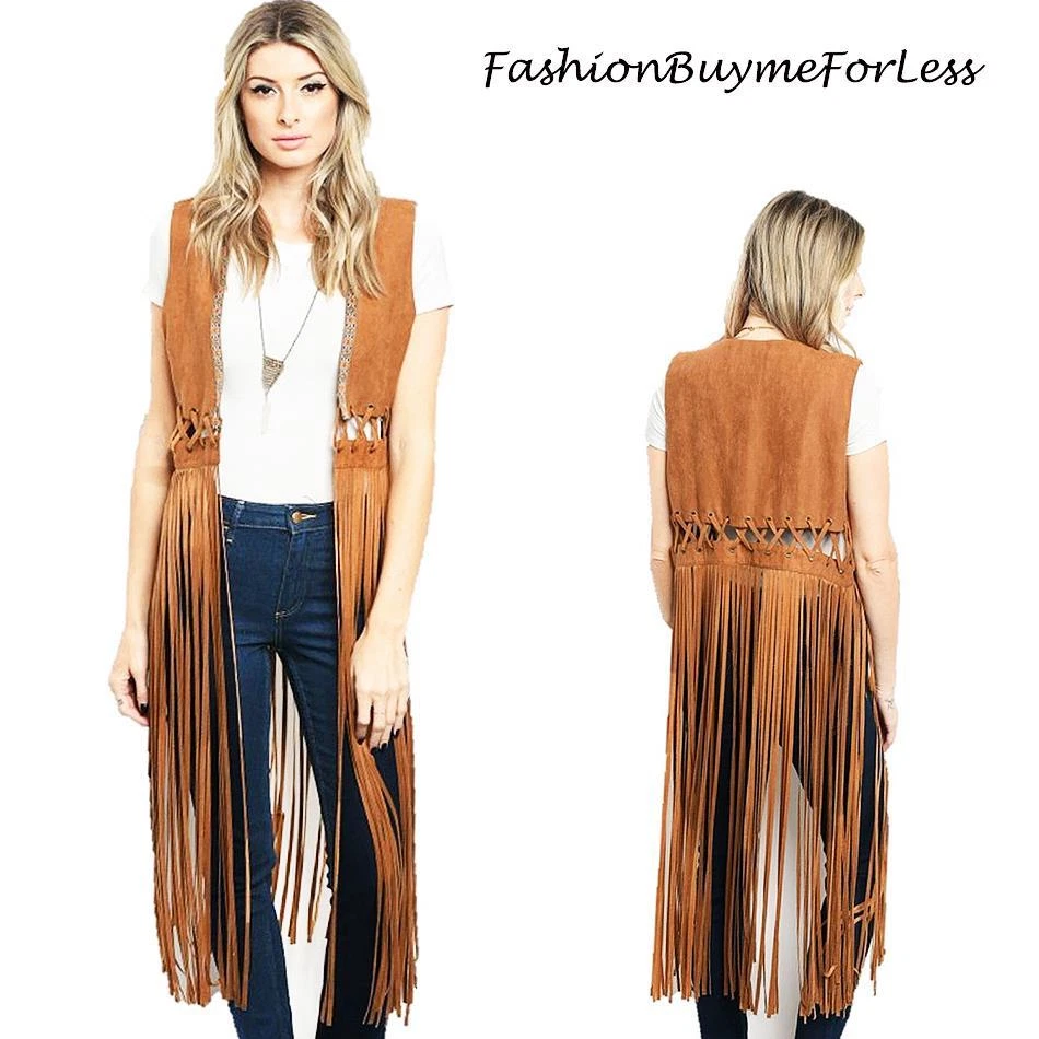 Faux suede top fringe cardigan