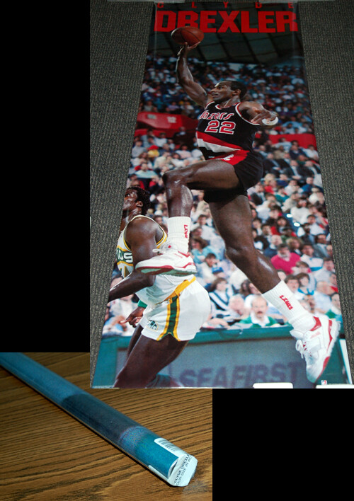 Clyde Drexler 1990 Vintage Door-Sized Portland Trail Blazers 26x76